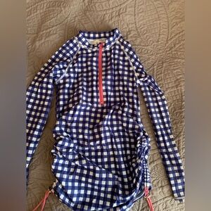 Blue and White Checkered Kids Swimwear